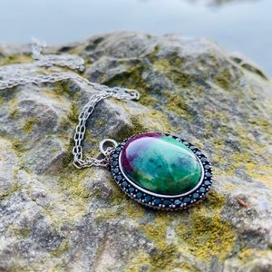 Anyolite Stone and Black Onyx Necklace